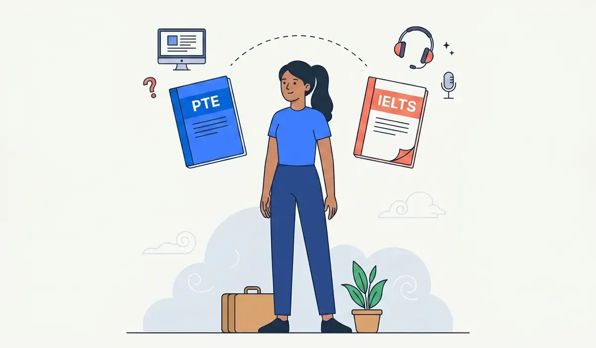 Indian student deciding between PTE Academic and IELTS